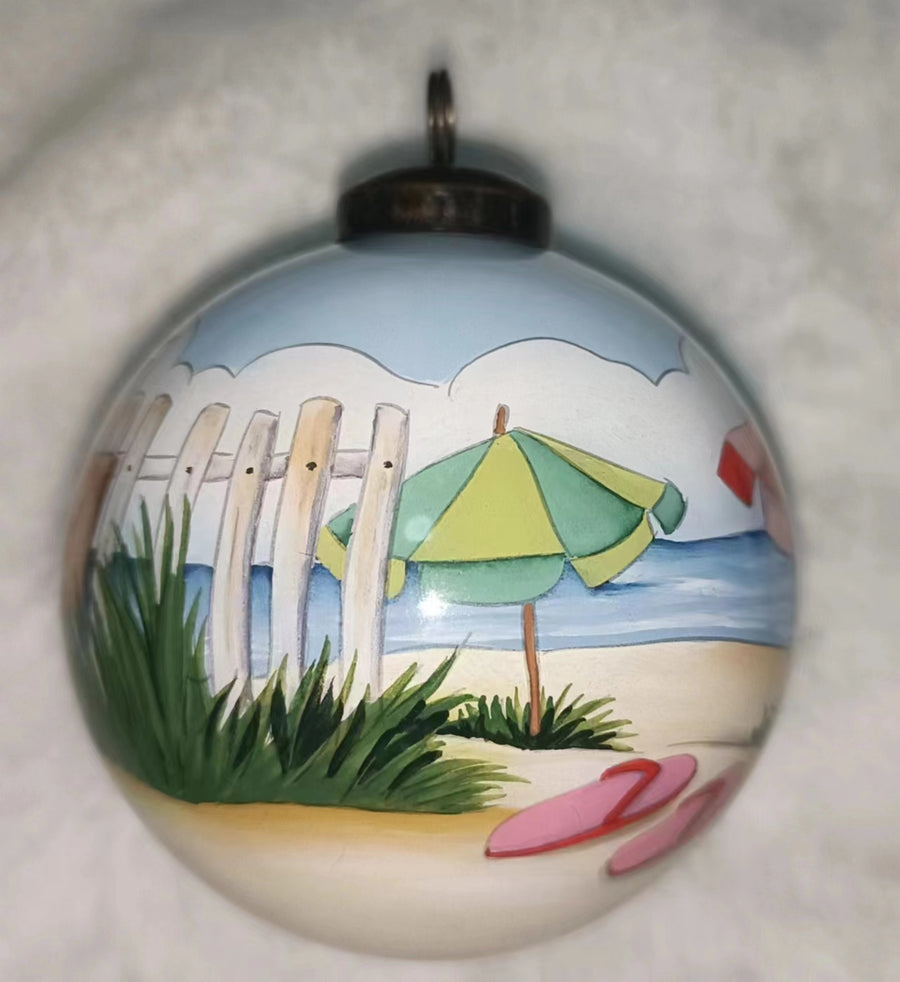 The Best Beach Day Glass Ornament