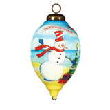 Frosty Beach Fun Glass Ornament