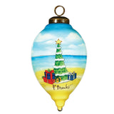 Frosty Beach Fun Glass Ornament