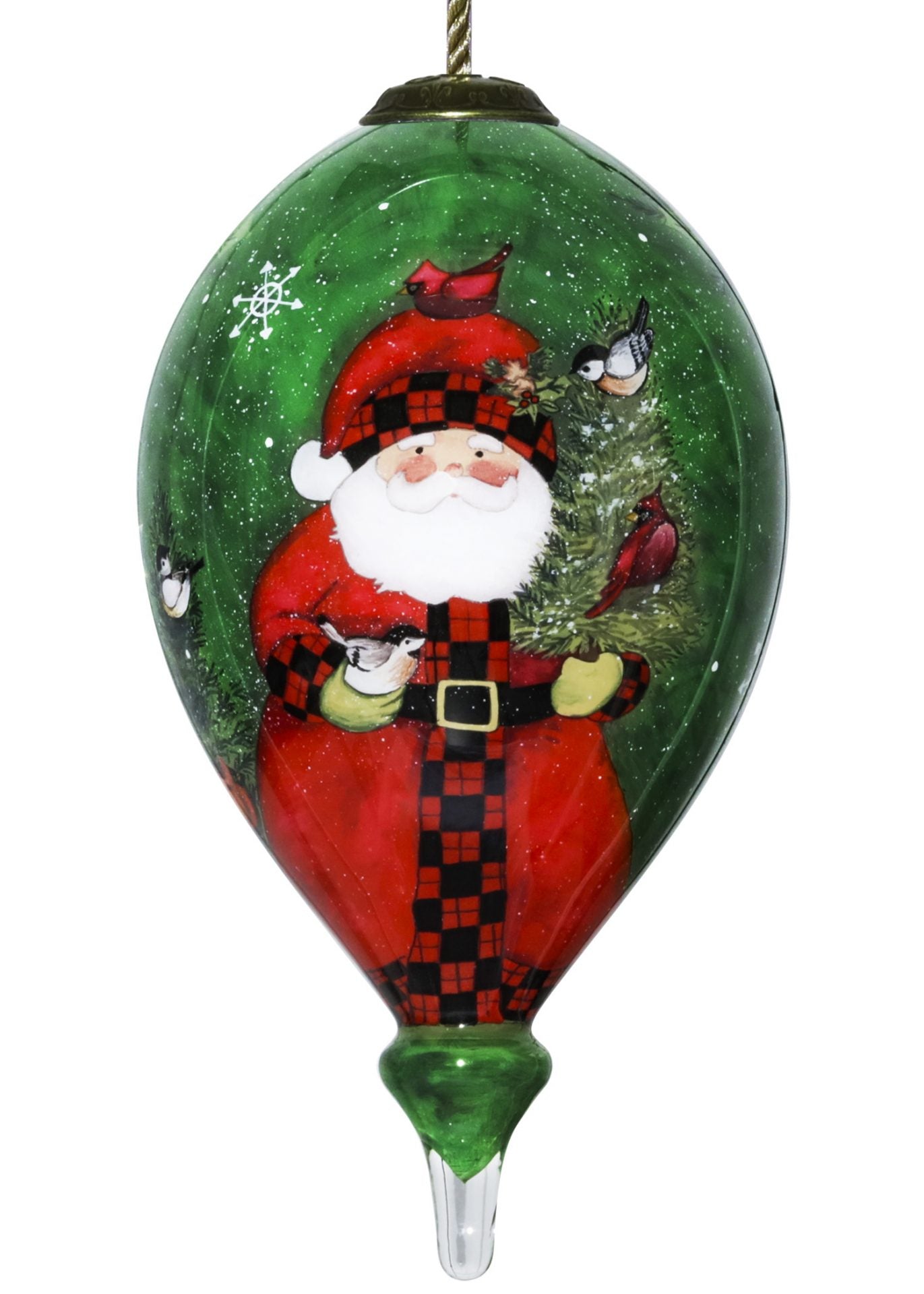 Woodland Plaid Snowman Glass Ornament