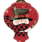 Woodland Plaid Pals Snowman Glass Ornament