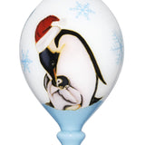 Penguins & Snowflakes Glass Ornament