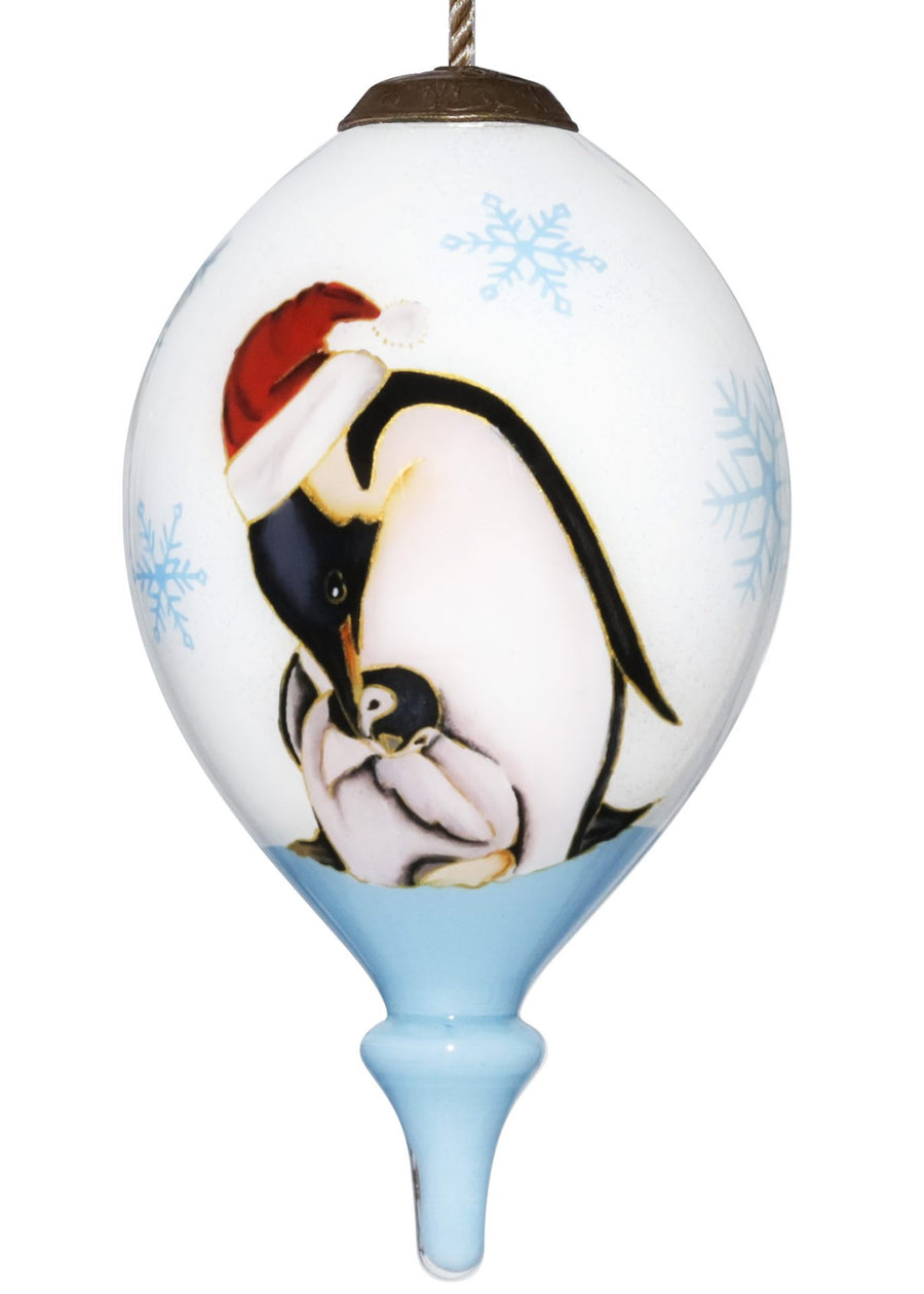 Penguins & Snowflakes Glass Ornament