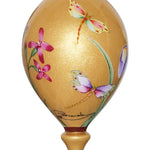 Flowers & Dragonflies Glass Ornament