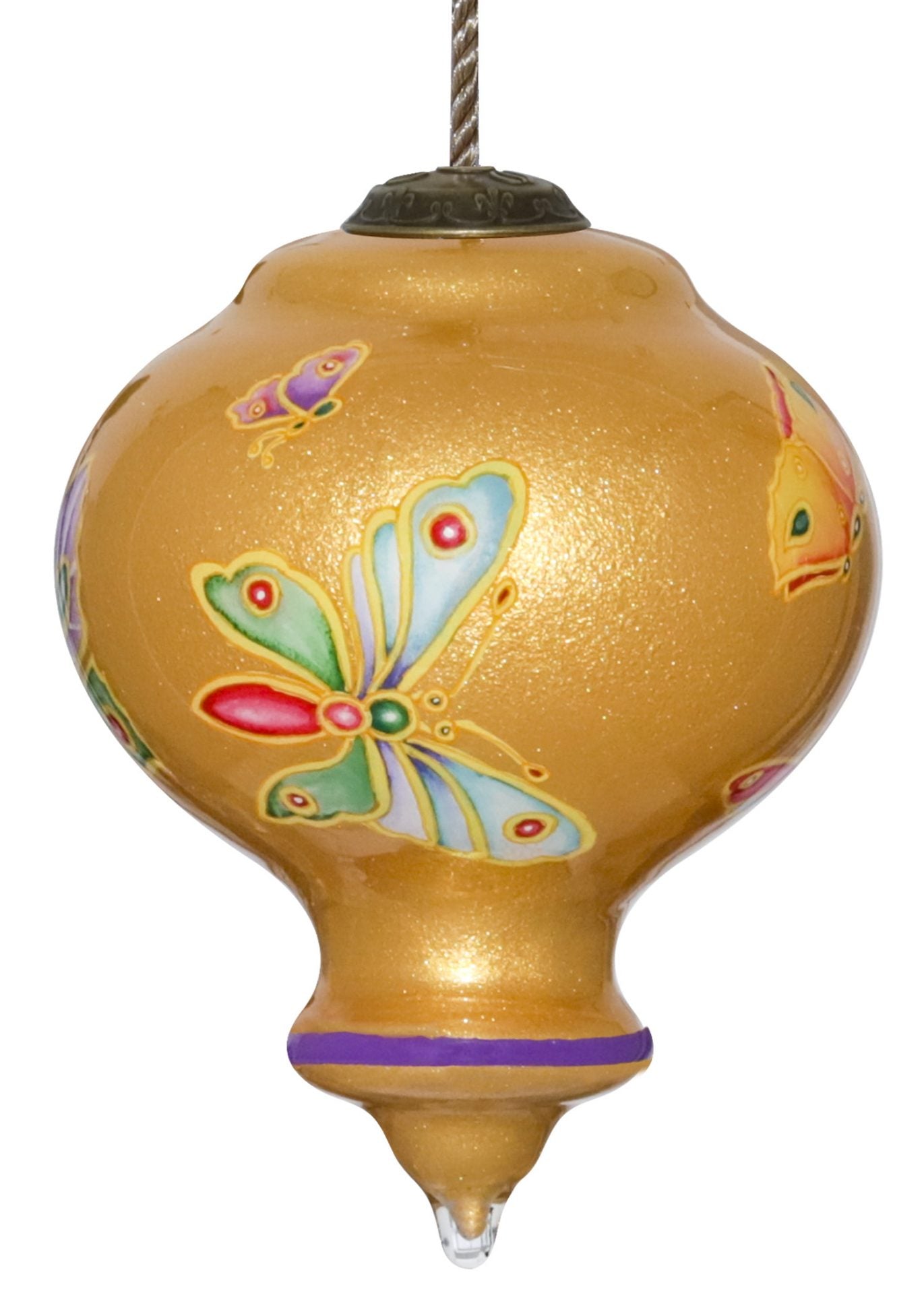 Jewelled Butterflies Glass Ornament