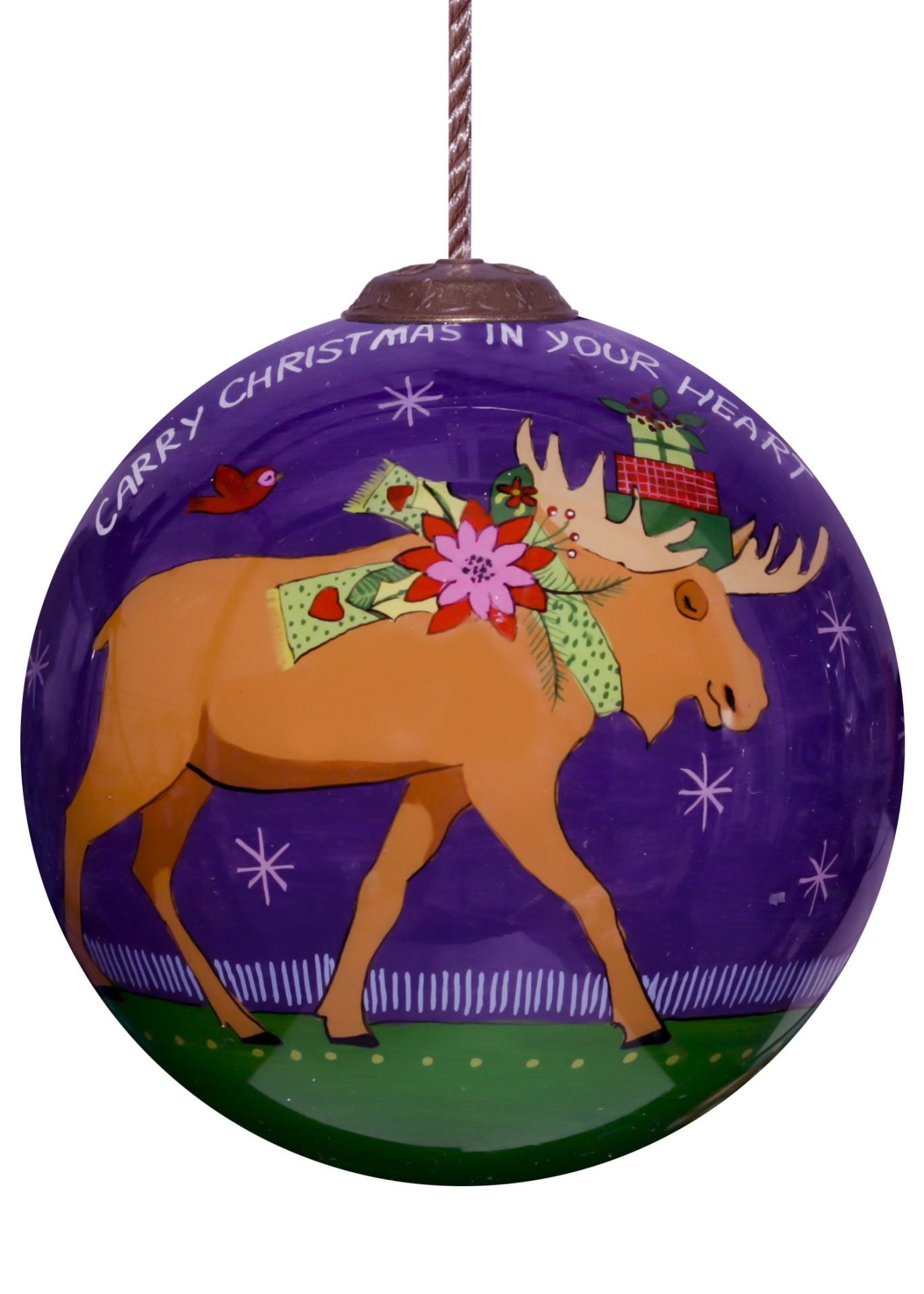 Carry Christmas In Your Heart Glass Ornament