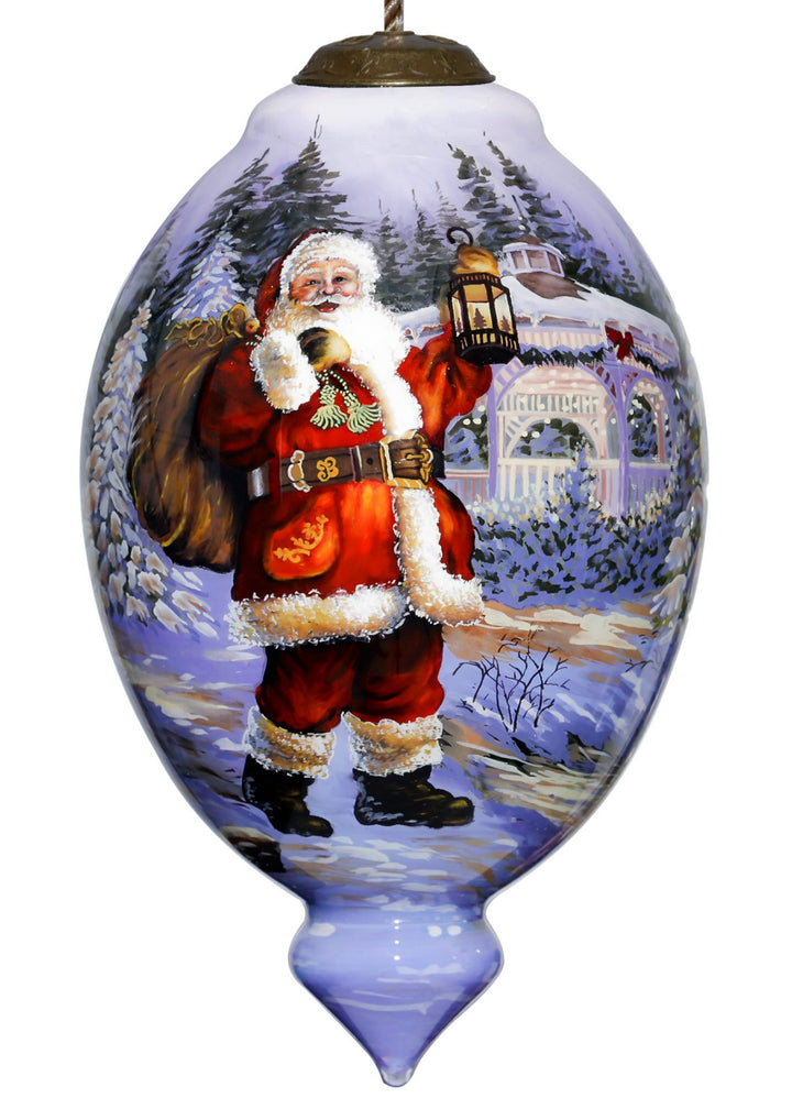 Kris Kringle Comes To Town Hand Painted Glass Ornament