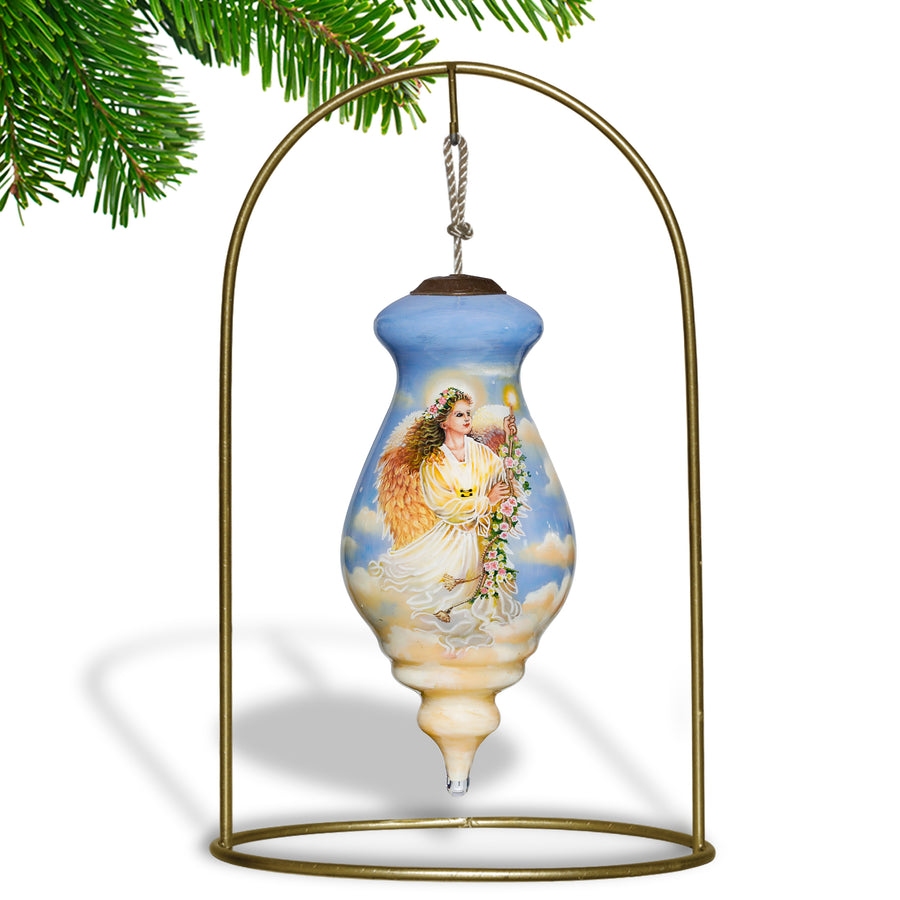 Angel of Love and Light Hand Painted Glass Ornament